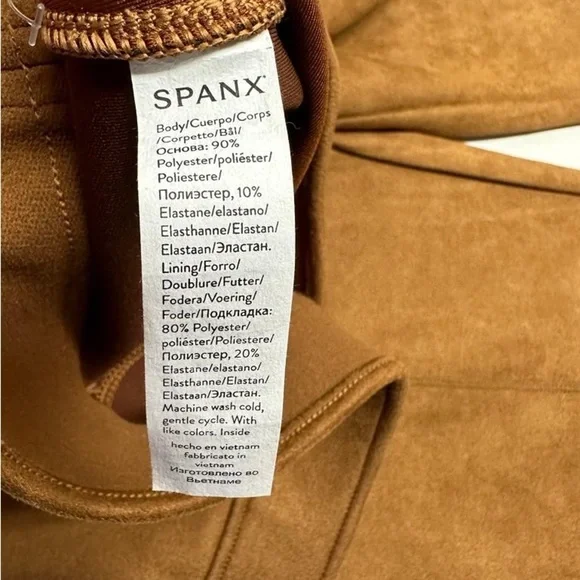 SPANX Faux Suede Flare Pants in Rich Caramel, size L, NWT - Picture 8 of 12